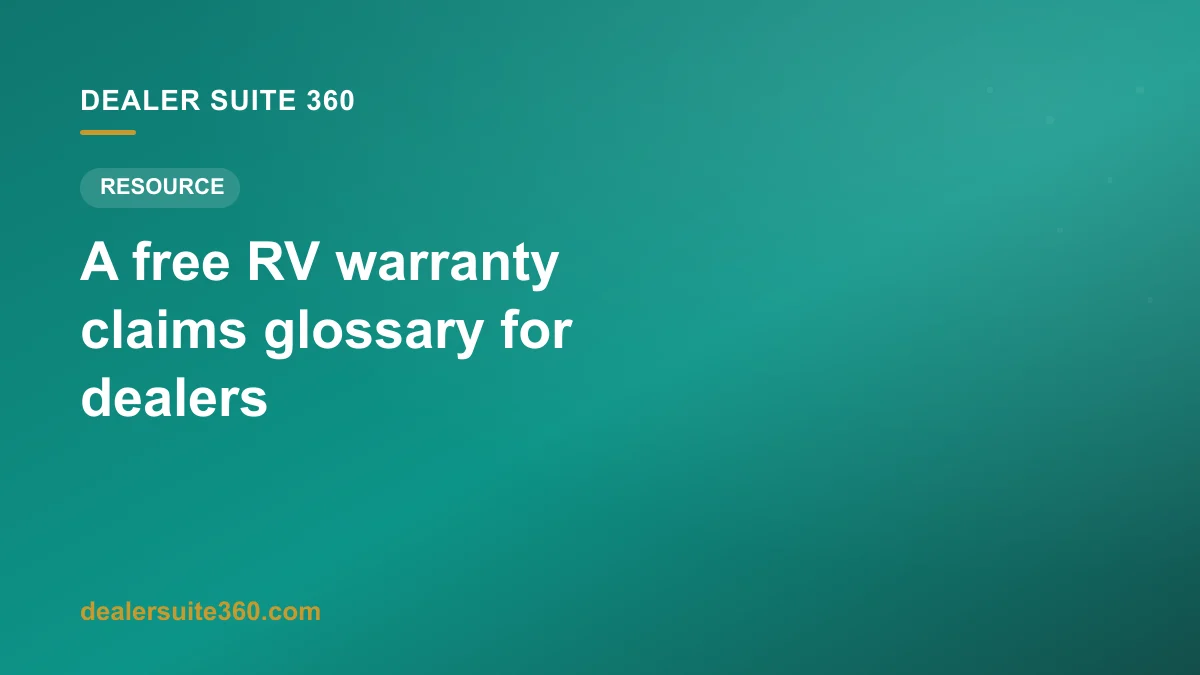 Nouveau : un glossaire des réclamations de garantie de VR pour concessionnaires