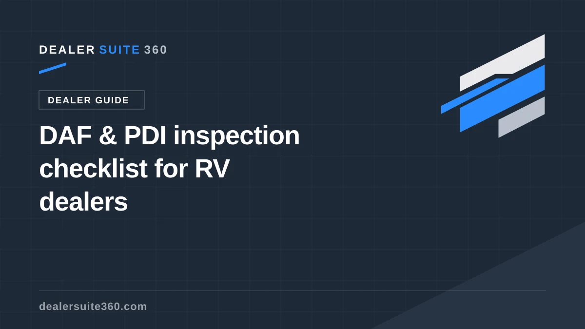 DAF & PDI inspection checklist for RV dealers